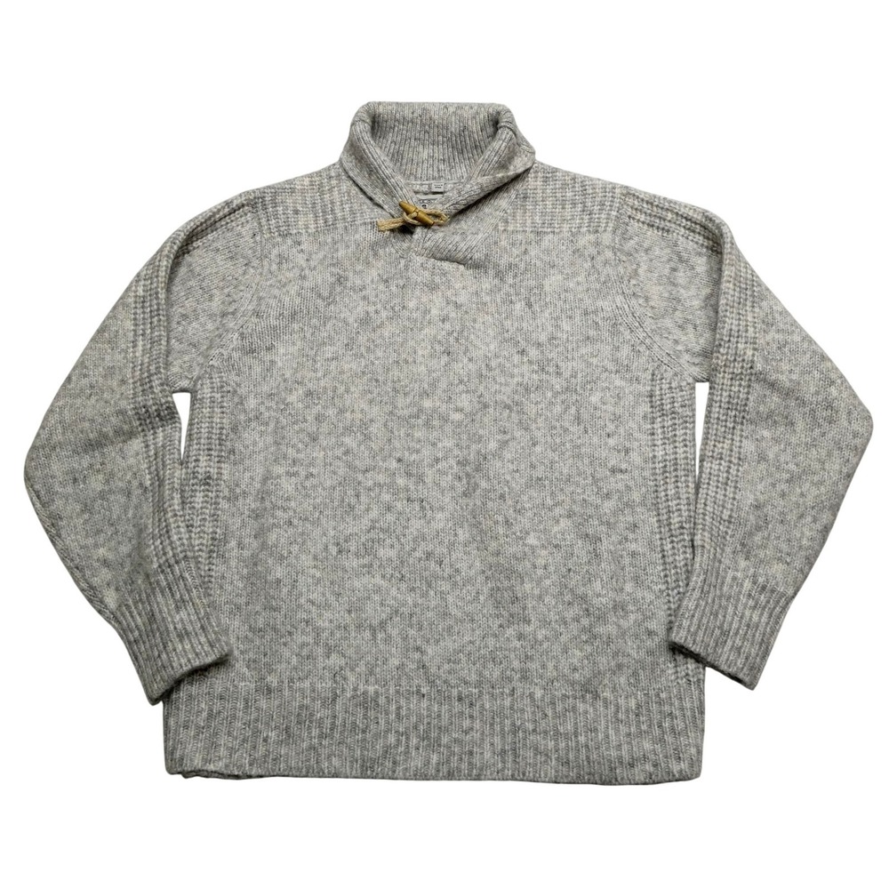 Schott Bros Sweater Mens Large Gray Shawl Collar Toggle Knit Wool Blend Pullover